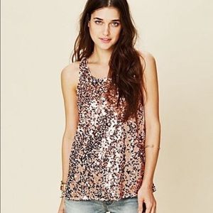 FREE PPL Rose Gold Sequin Tank